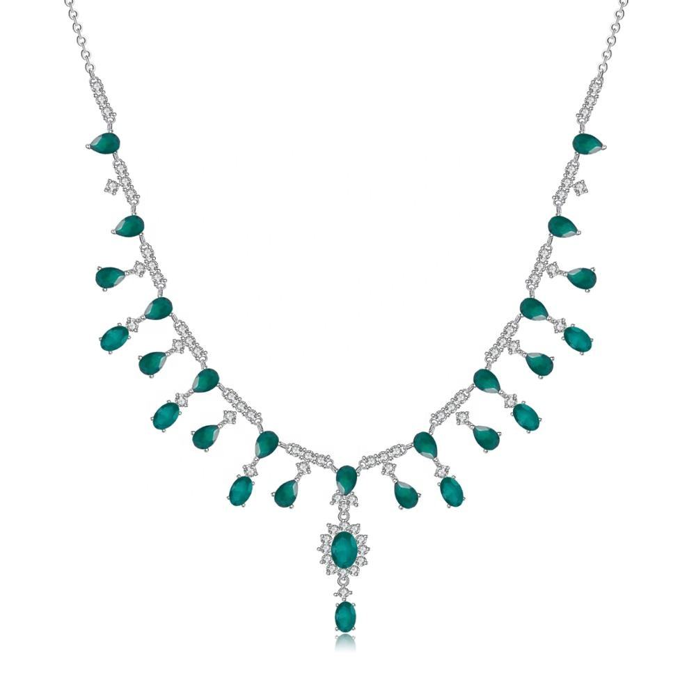 Sterling Silver Green Agate Necklace