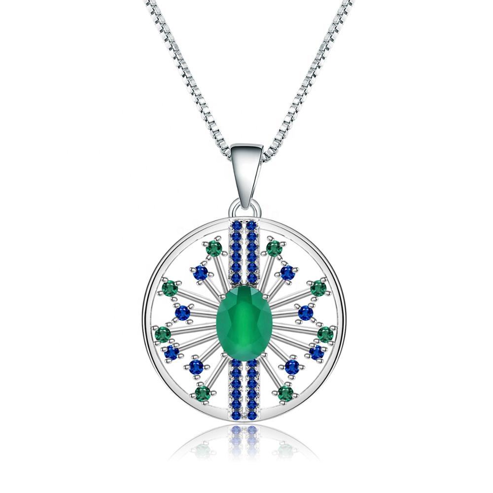 Natural Green Agate Pendant Necklace