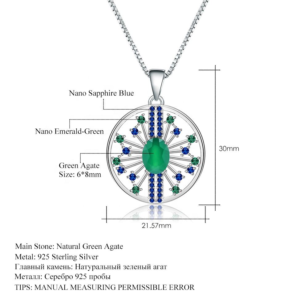 Natural Green Agate Pendant Necklace