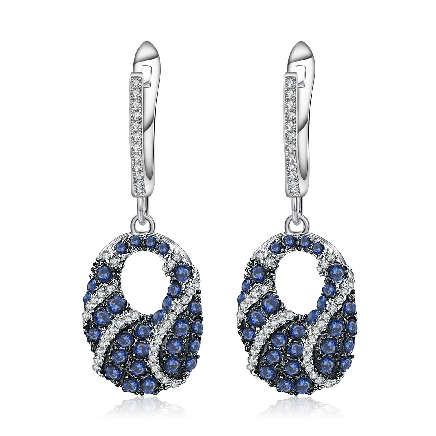 925 Sterling Silver Sapphire Earrings