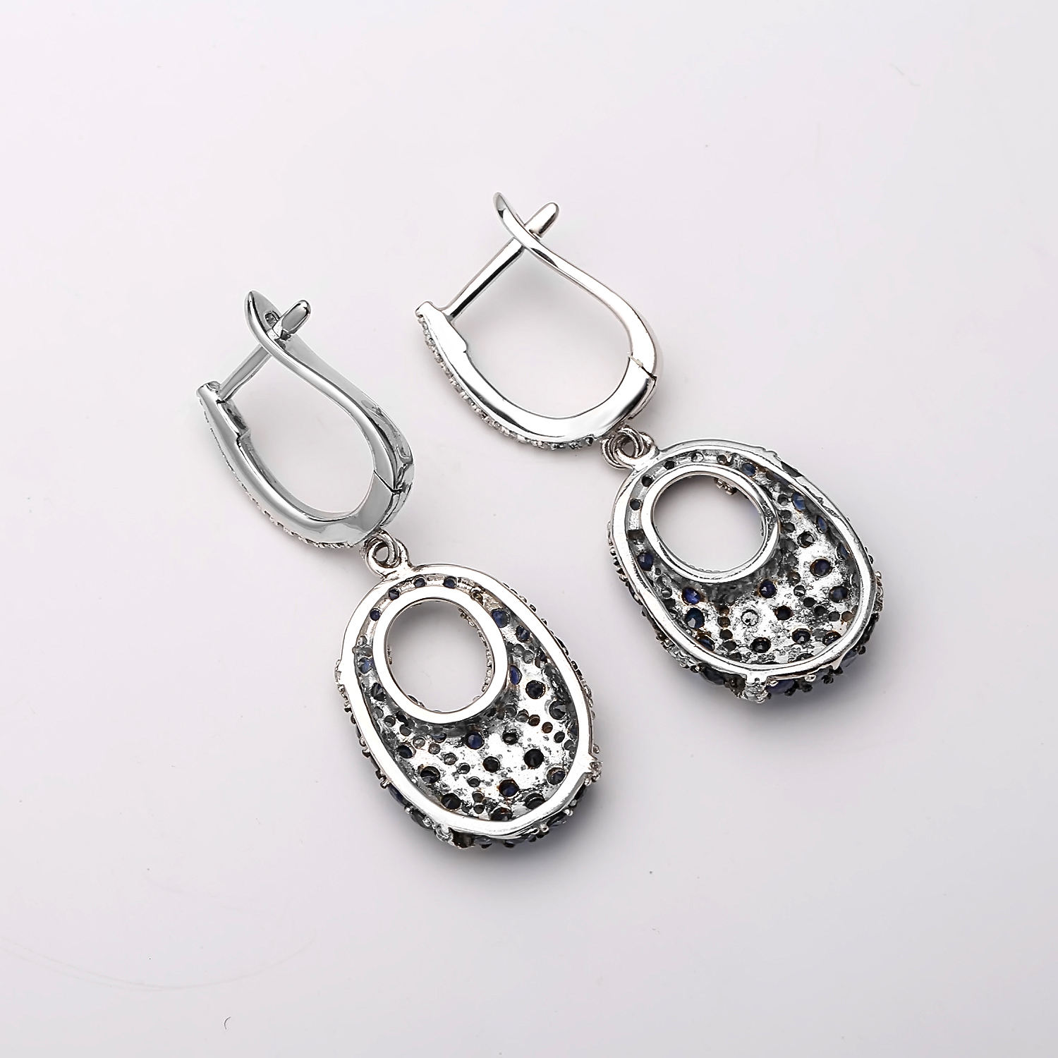 925 Sterling Silver Sapphire Earrings