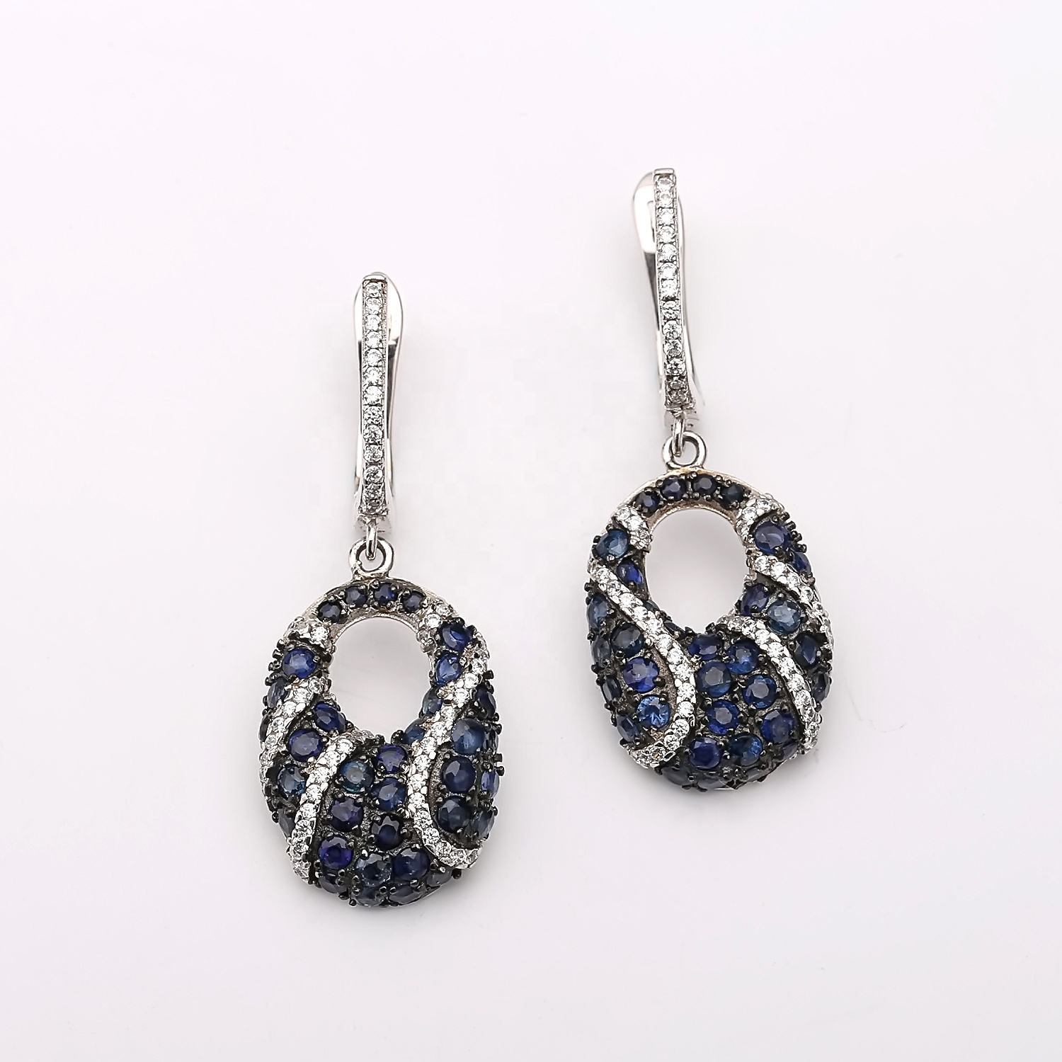 925 Sterling Silver Sapphire Earrings