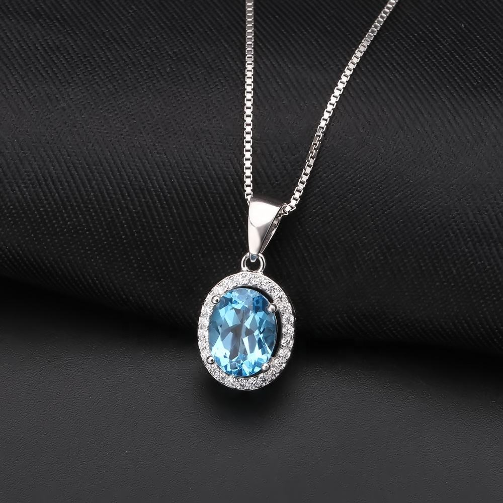 Swiss Blue Topaz Pendant Necklace