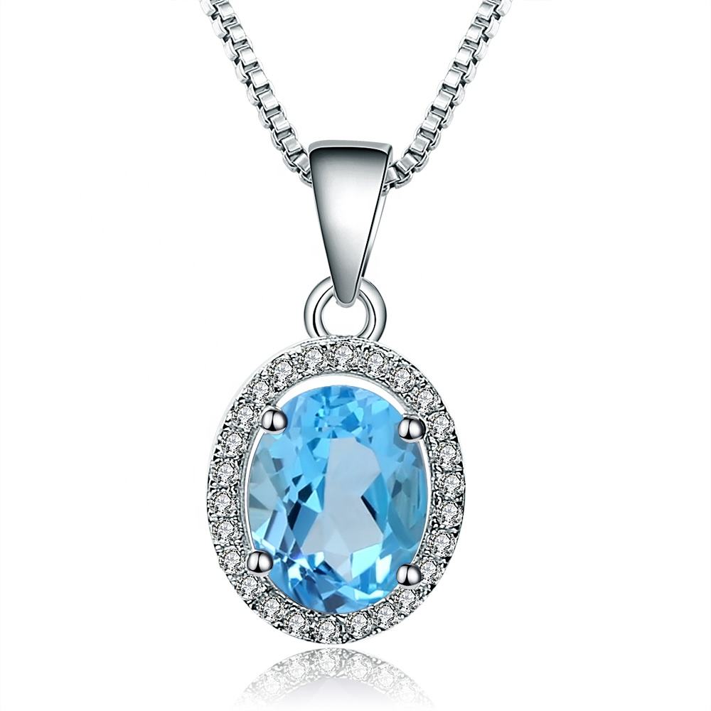 Swiss Blue Topaz Pendant Necklace