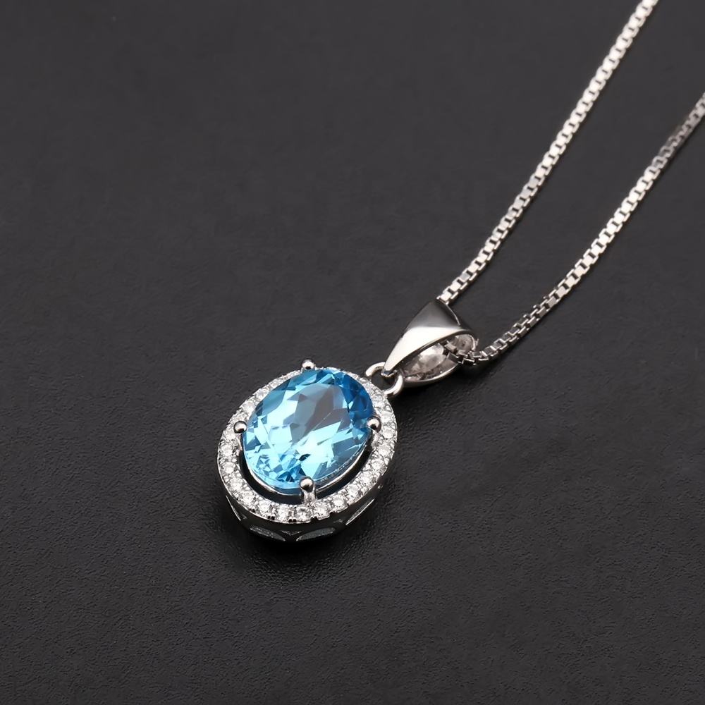Swiss Blue Topaz Pendant Necklace