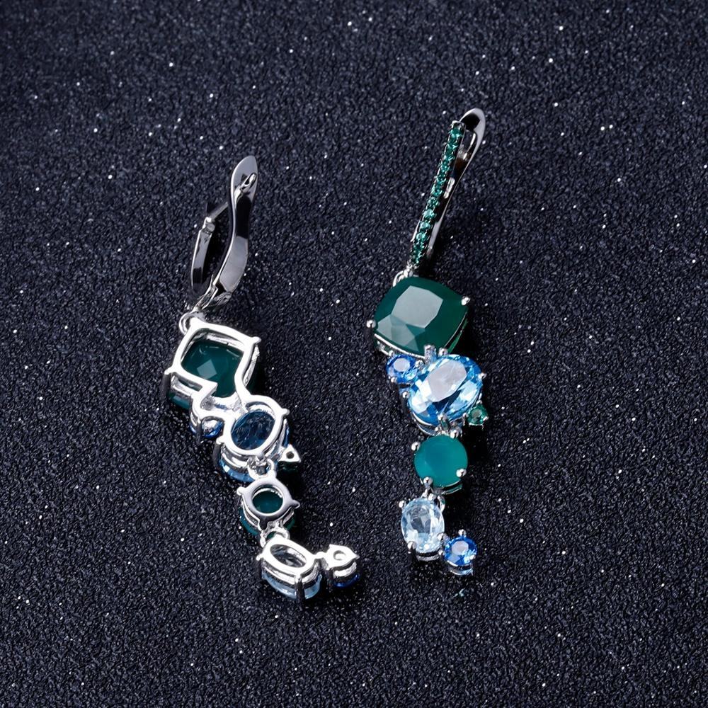 Green Agate and Blue Topaz Earrings