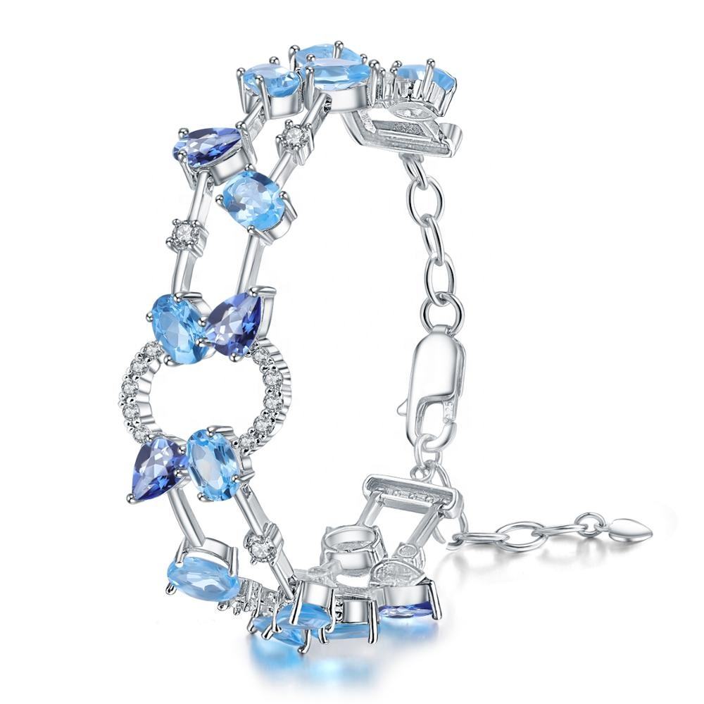 Sky Blue Topaz and Mystic Quartz Bracelet