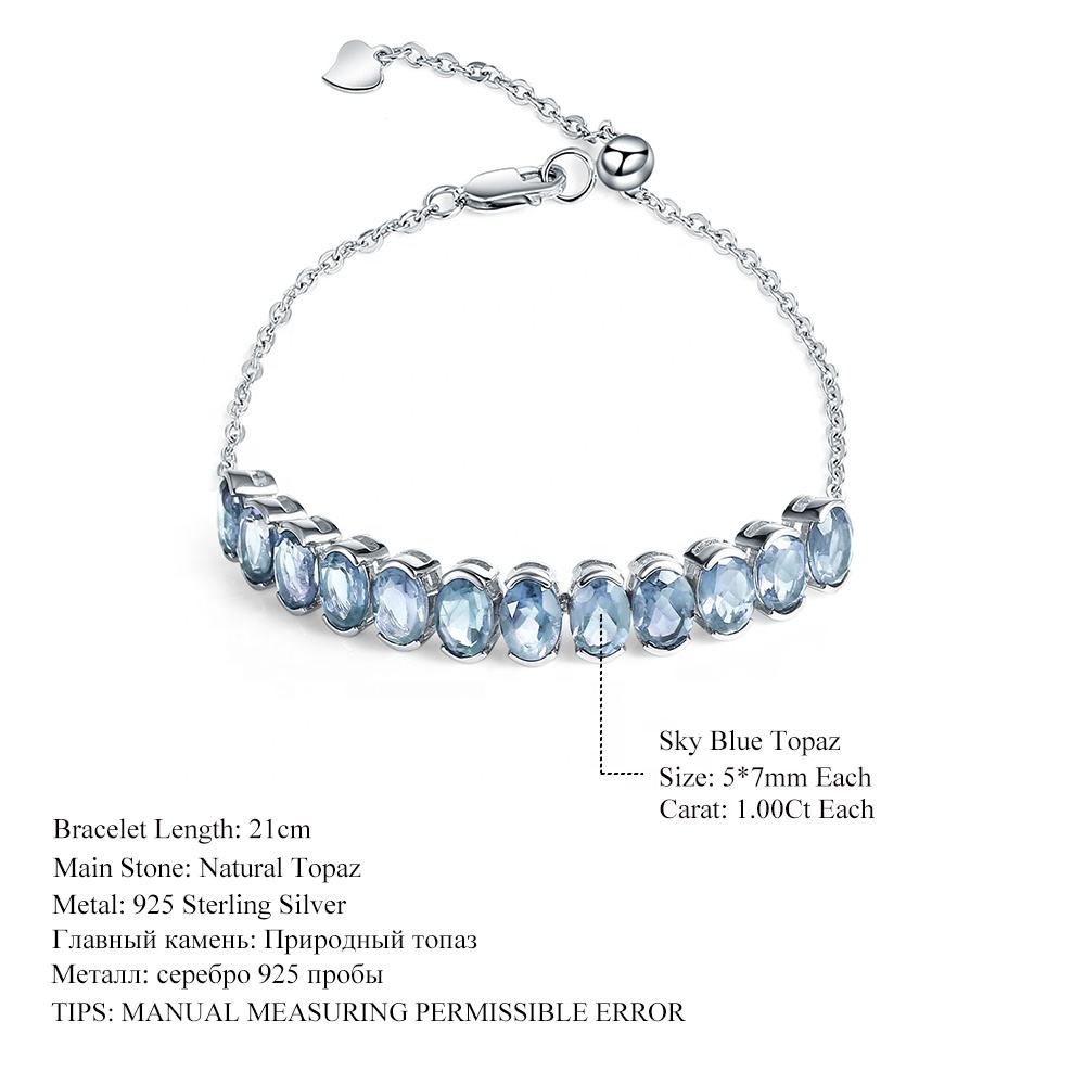 925 Sterling Silver Bracelet with Sky Blue Topaz