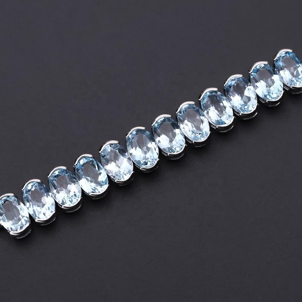 925 Sterling Silver Bracelet with Sky Blue Topaz