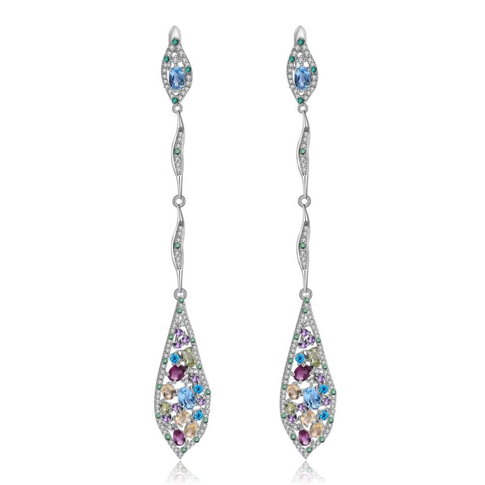 925 Sterling Silver Multi-Gemstone Earrings