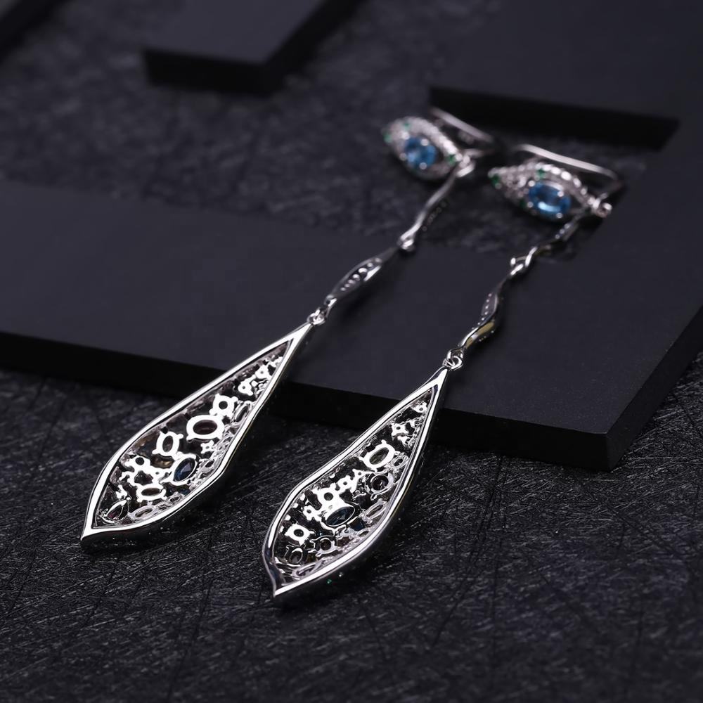 925 Sterling Silver Multi-Gemstone Earrings