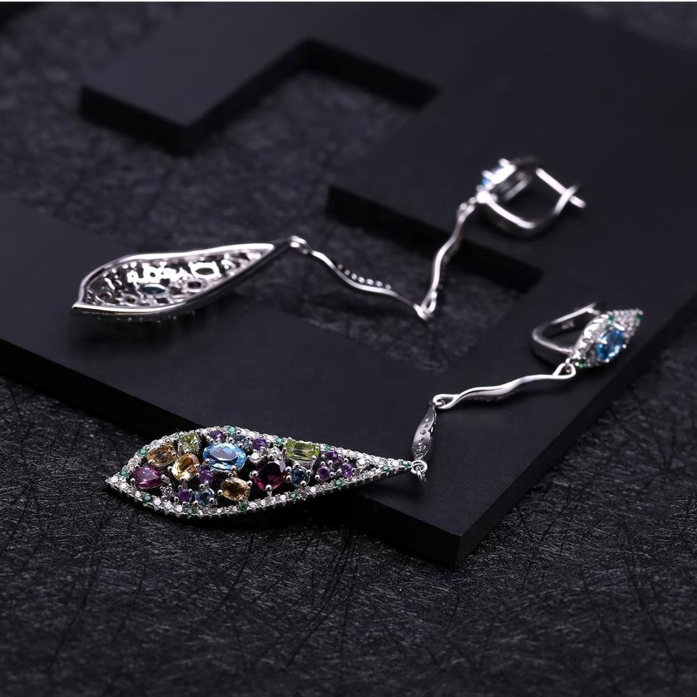925 Sterling Silver Multi-Gemstone Earrings