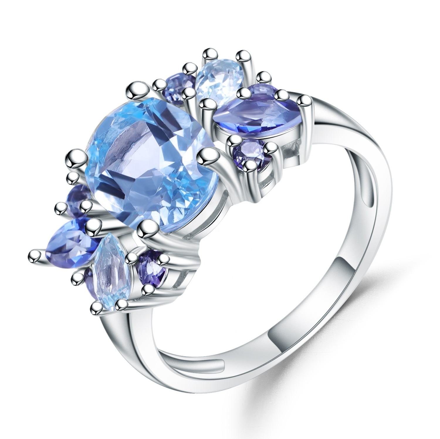 925 Sterling Silver Ring with Natural Topaz