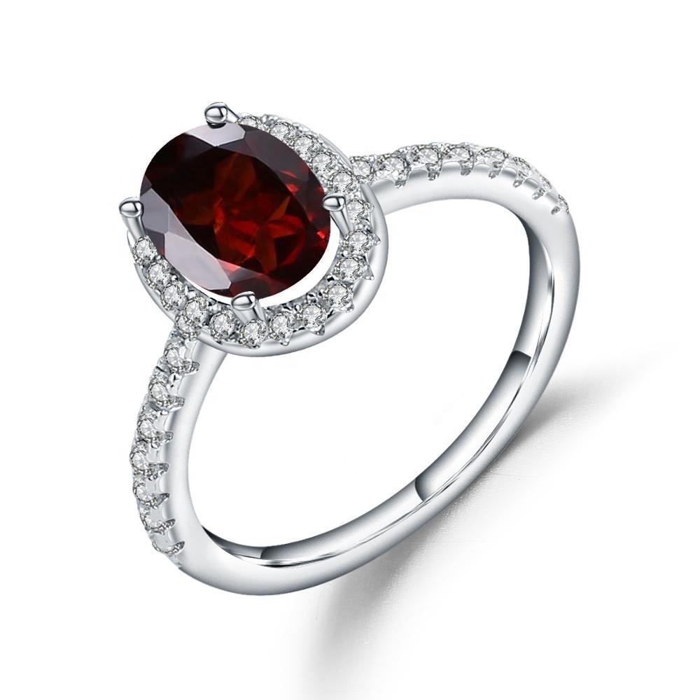 925 Sterling Silver Red Garnet Ring