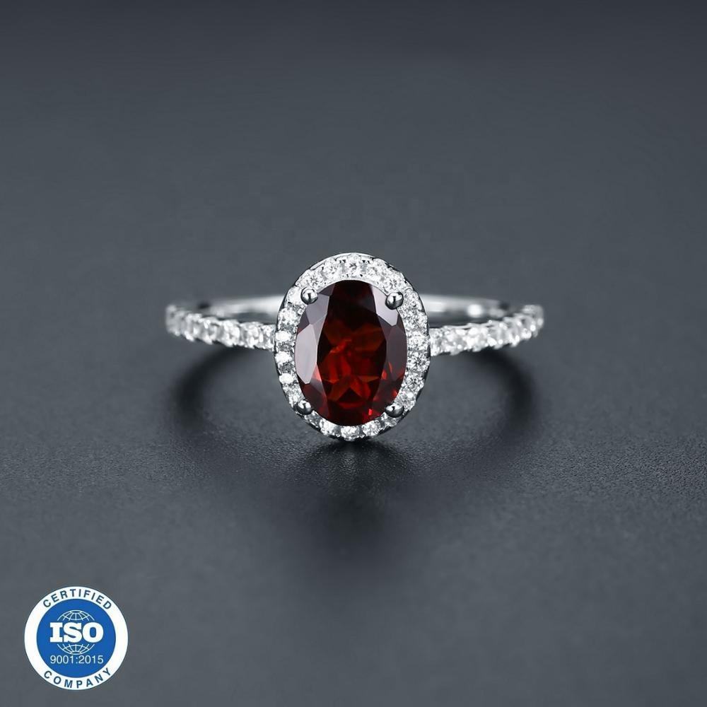 925 Sterling Silver Red Garnet Ring