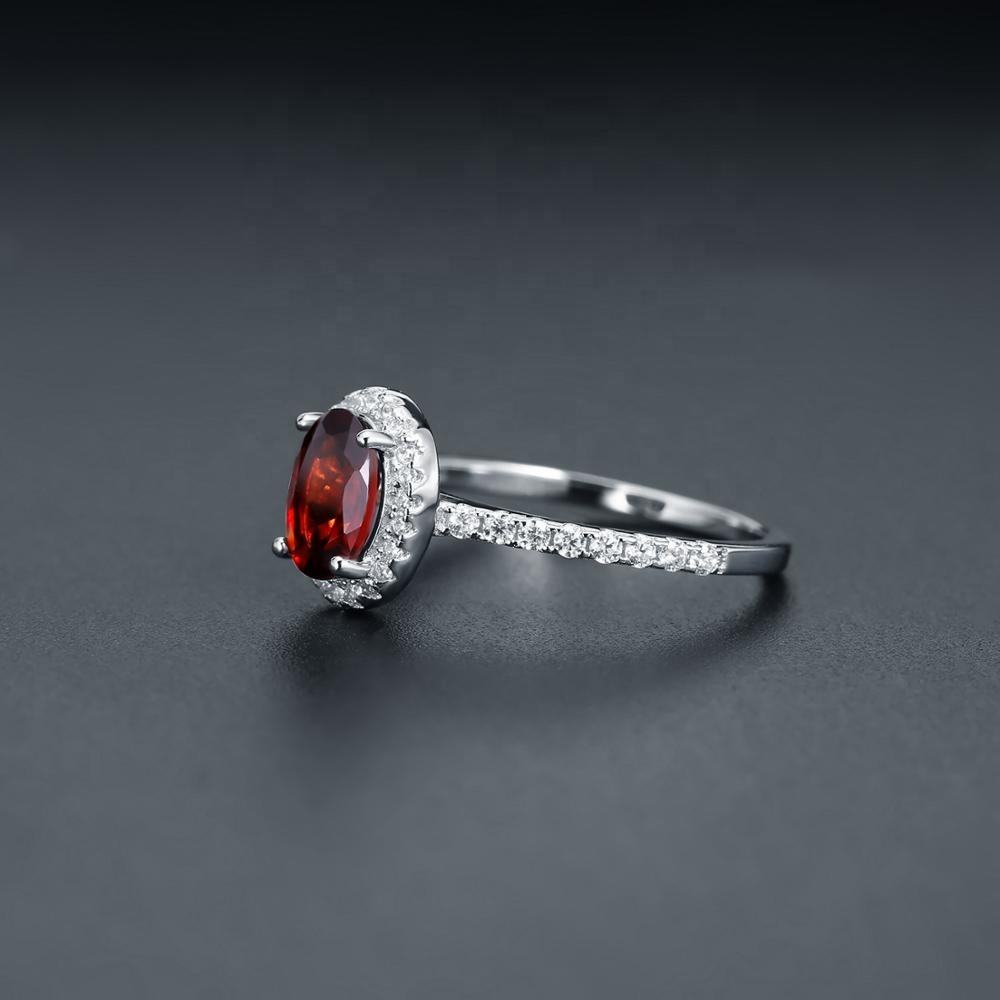 925 Sterling Silver Red Garnet Ring