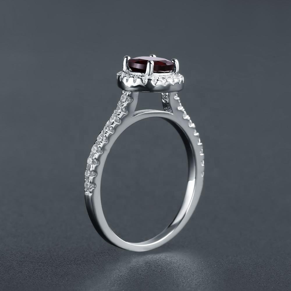 925 Sterling Silver Red Garnet Ring