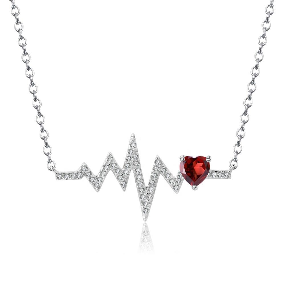 Heartbeat Necklace with Garnet and Cubic Zirconia