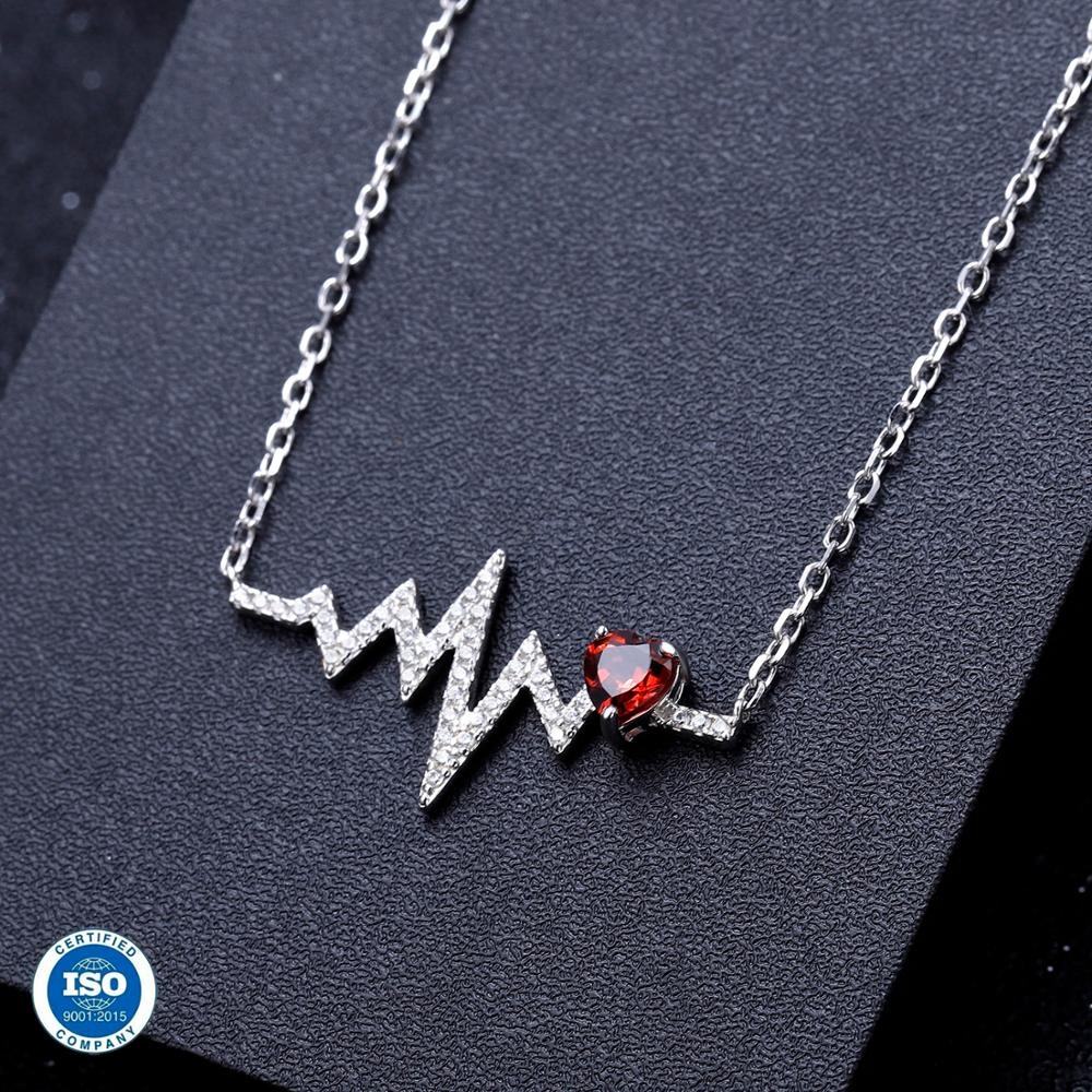 Heartbeat Necklace with Garnet and Cubic Zirconia