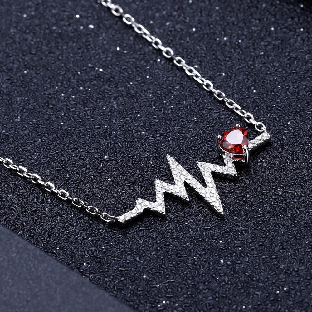 Heartbeat Necklace with Garnet and Cubic Zirconia