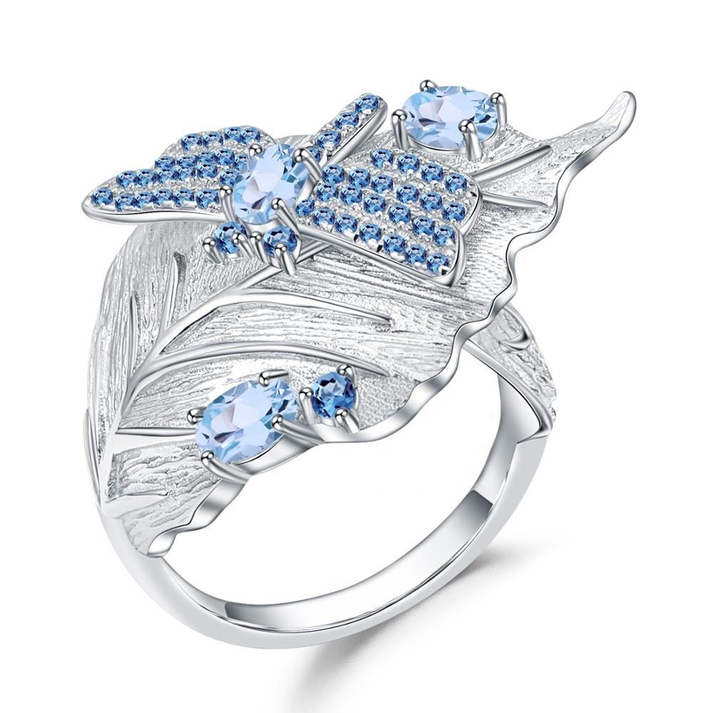 Natural Swiss Blue Topaz Resizable Ring
