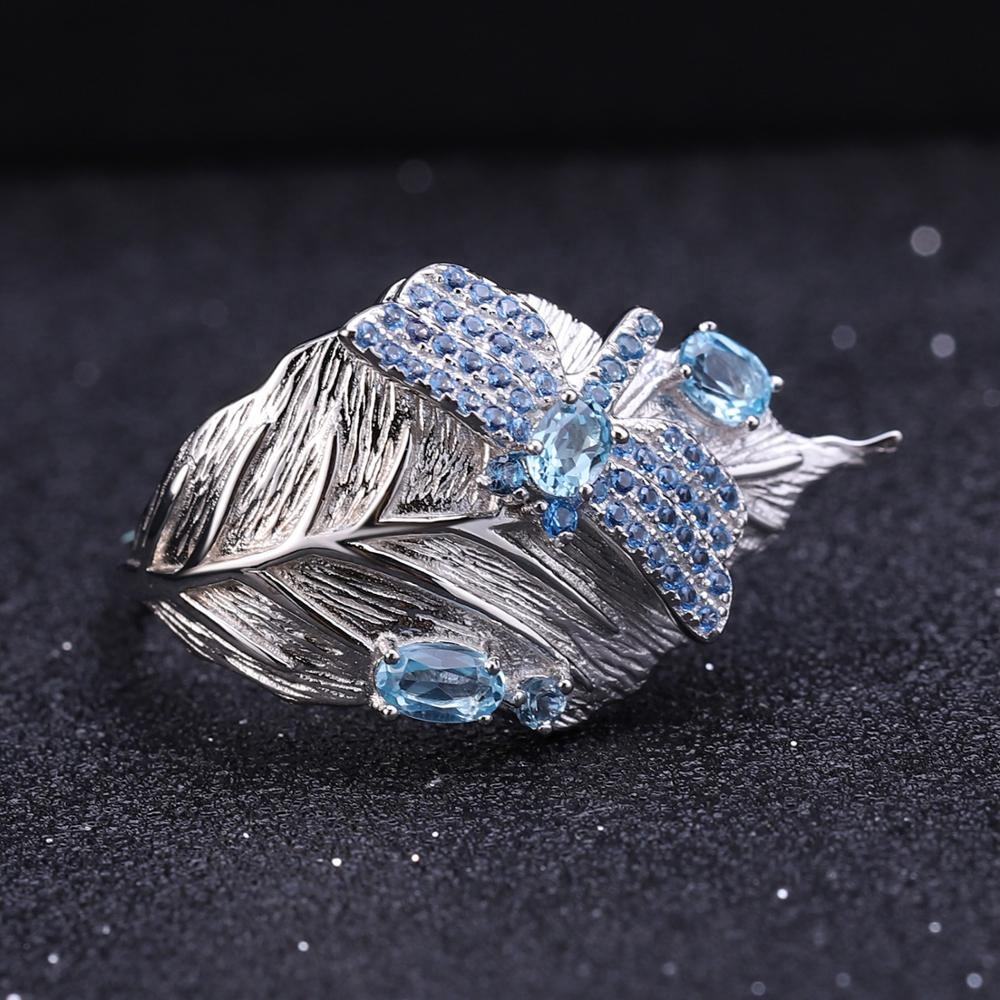Natural Swiss Blue Topaz Resizable Ring