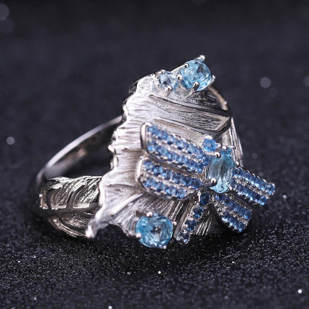 Natural Swiss Blue Topaz Resizable Ring