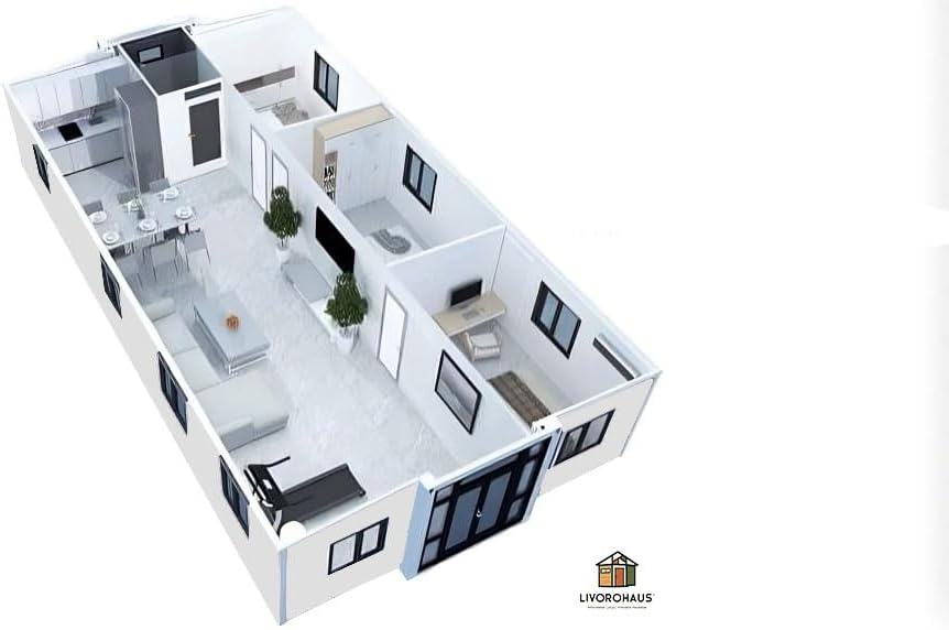 Prefab House Fully Furnished 3 Bedroom 775 sq.feet, Kitchen and Washroom/Bathroom, Portable Foldable Homes, Tiny Homes for Families