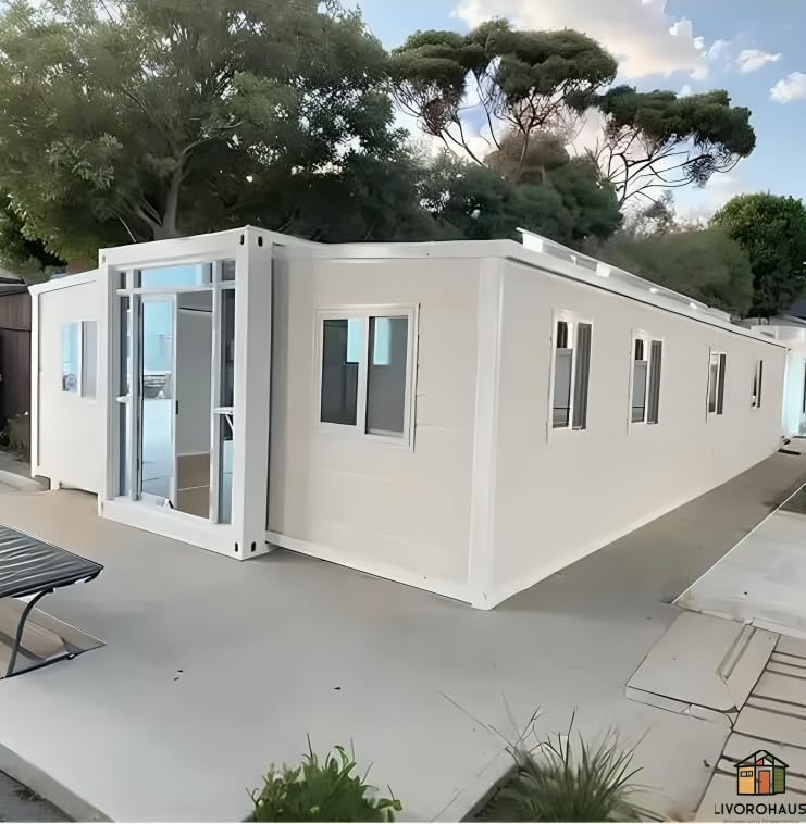 775 sq.ft Luxury Prefab House, 3 Bedroom 2 Living Room Modular House, Modern Portable Building with Kitchen, Bathroom, Furnished Interior, Ready-to-Move Prefabricated House for Family