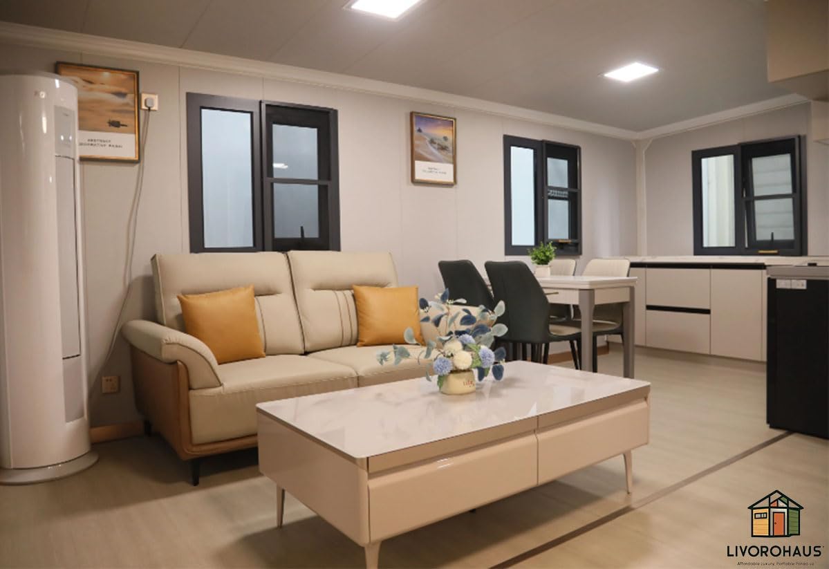 Prefab House 2BHK 388 sq.ft - Fully Furnished Modular House with Premium Bathroom, Equipped Kitchen & Versatile Living Space, Durable Steel Frame, Weather Resistant, Portable House