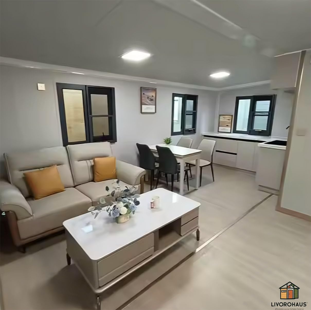 Prefab House 2BHK 388 sq.ft Fully Furnished Modular House with Premium Bathroom, Equipped Kitchen & Versatile Living Space, Durable Steel Frame, Weather Resistant, Portable House