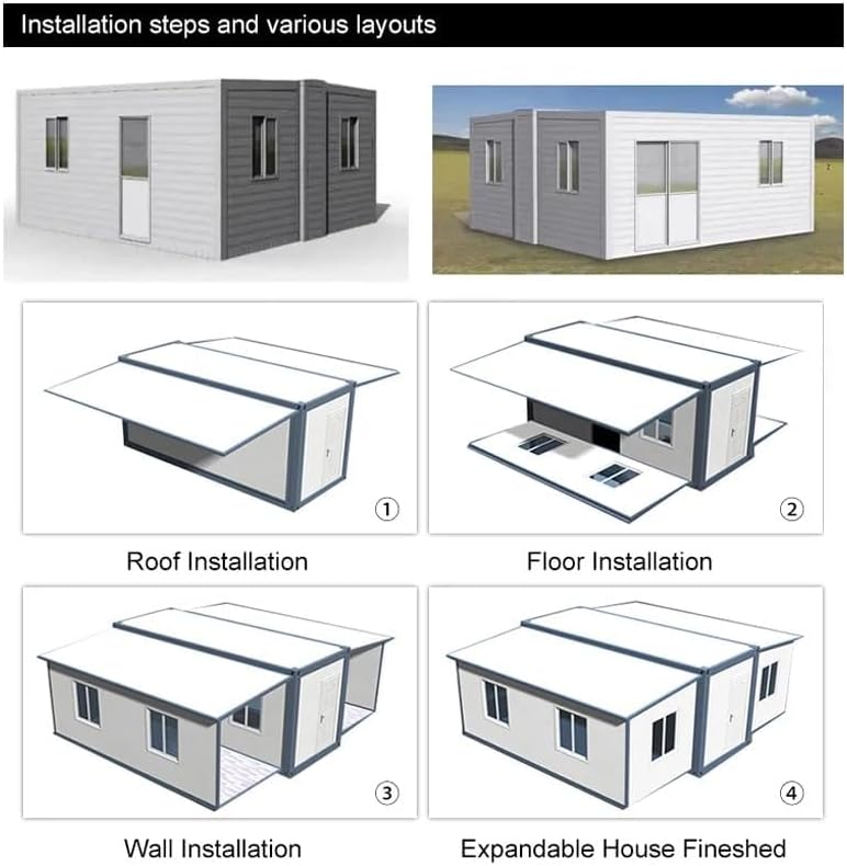 Mobile and Expandable Prefabricated Tiny Home 2BH (15x20ft) - Versatile and Durable Living Space with 2 Bedrooms, Bathroom, and Kitchen for Hotels, Offices