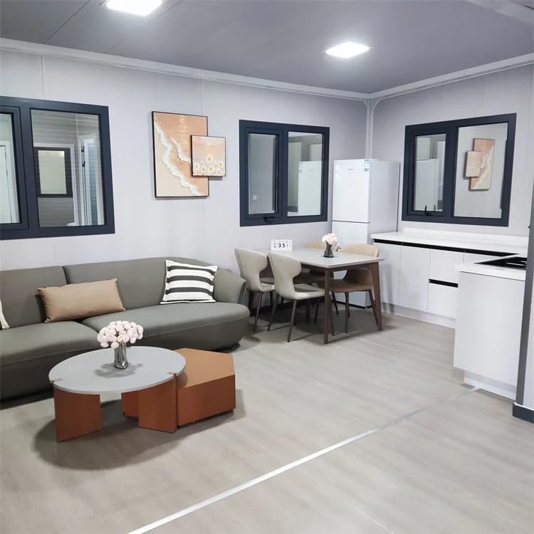 Mobile and Expandable Prefabricated Tiny Home 2BH (15x20ft) - Versatile and Durable Living Space with 2 Bedrooms, Bathroom, and Kitchen for Hotels, Offices