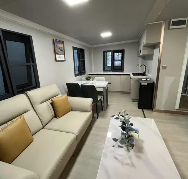 Movable Expandable House 3 Bedrooms, Prefabricated Modern Home Luxury Villa, Folding Expandable Holiday Home, Outdoor Shed, Guest Room, Warehouse or Mobile Home (Grey 20x20ft)