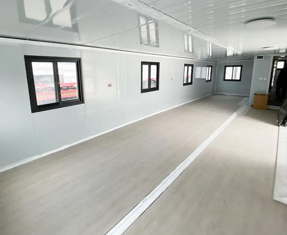 Portable Prefabricated Tiny Home Modern House with 3 Bedrooms, 2 Living Rooms 40x20ft, Mobile Expandable Plastic Prefab House for Hotel, Booth, Office, Guard House, Shop, Villa, Warehouse, Workshop (with Restroom), WHITE