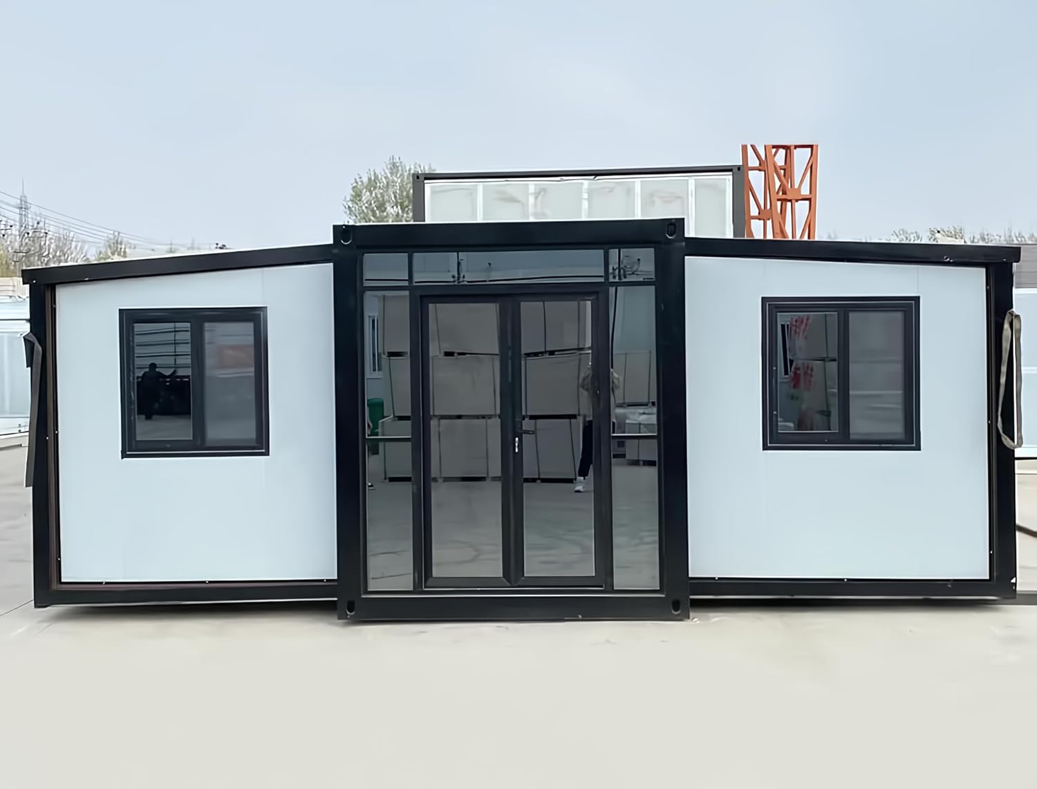 Portable Prefabricated Tiny Home Modern House with 3 Bedrooms, 2 Living Rooms 40x20ft, Mobile Expandable Plastic Prefab House for Hotel, Booth, Office, Guard House, Shop, Villa, Warehouse, Workshop (with Restroom), WHITE
