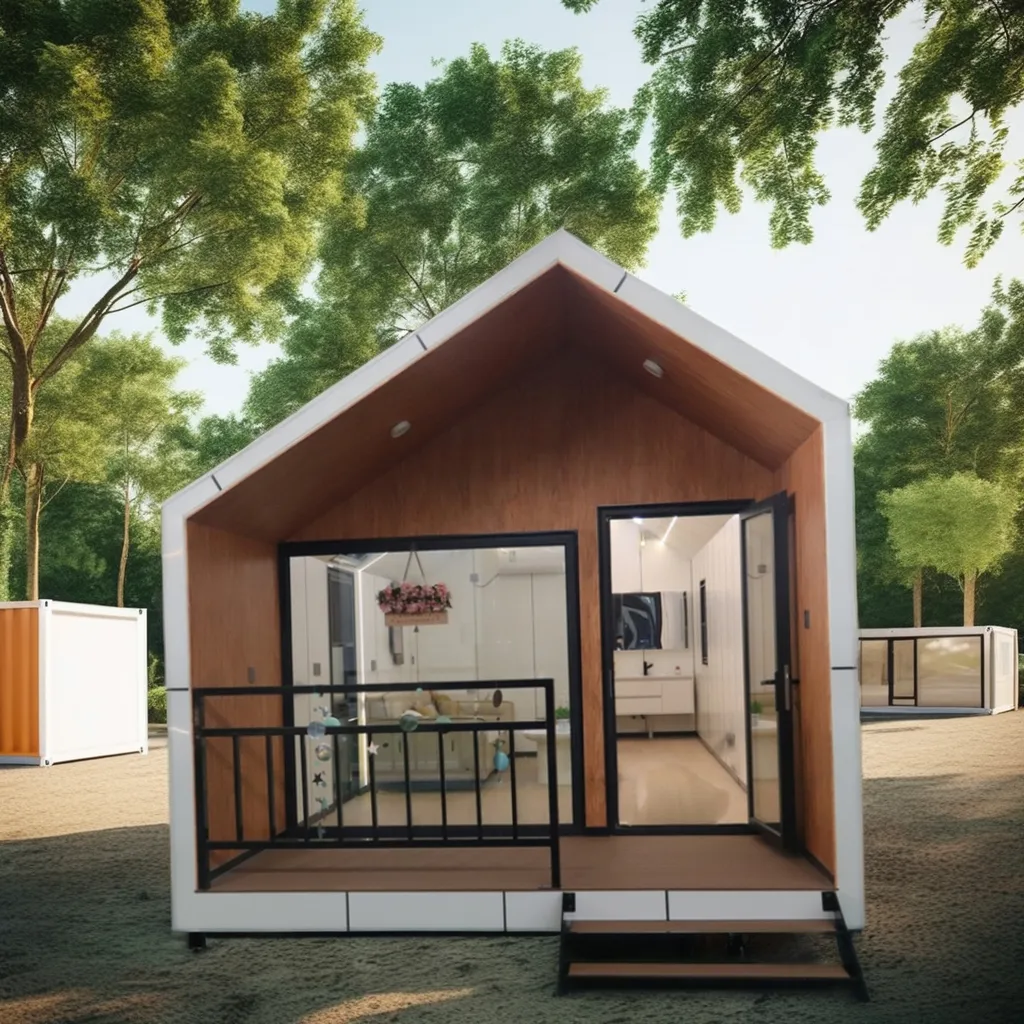 20ft Collapsible Prefab Container House - Modular Steel/Wood Hybrid Structure for Multi-Purpose Spaces: Hotels, Medical Units, Luxury Apartments & Sanitation Facilities