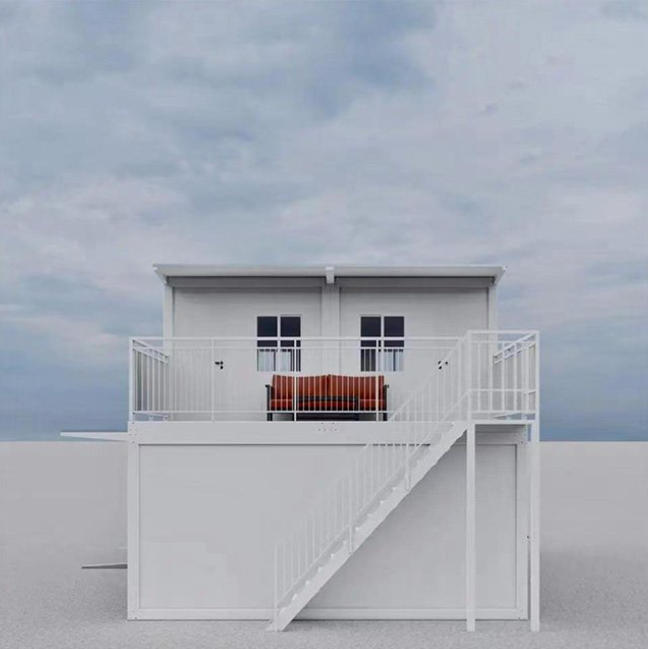 2bhk Duplex Fully Furnished Prefab House with Rooftop Deck and Stairs, 2-Story Modular Container Tiny House, Easy 24 Hour Setup, Perfect for Small Families, Fire-Resistant, Grade 9 Earthquake Proof, Wind Resistance upto 90-115 mph, Soundproof. 