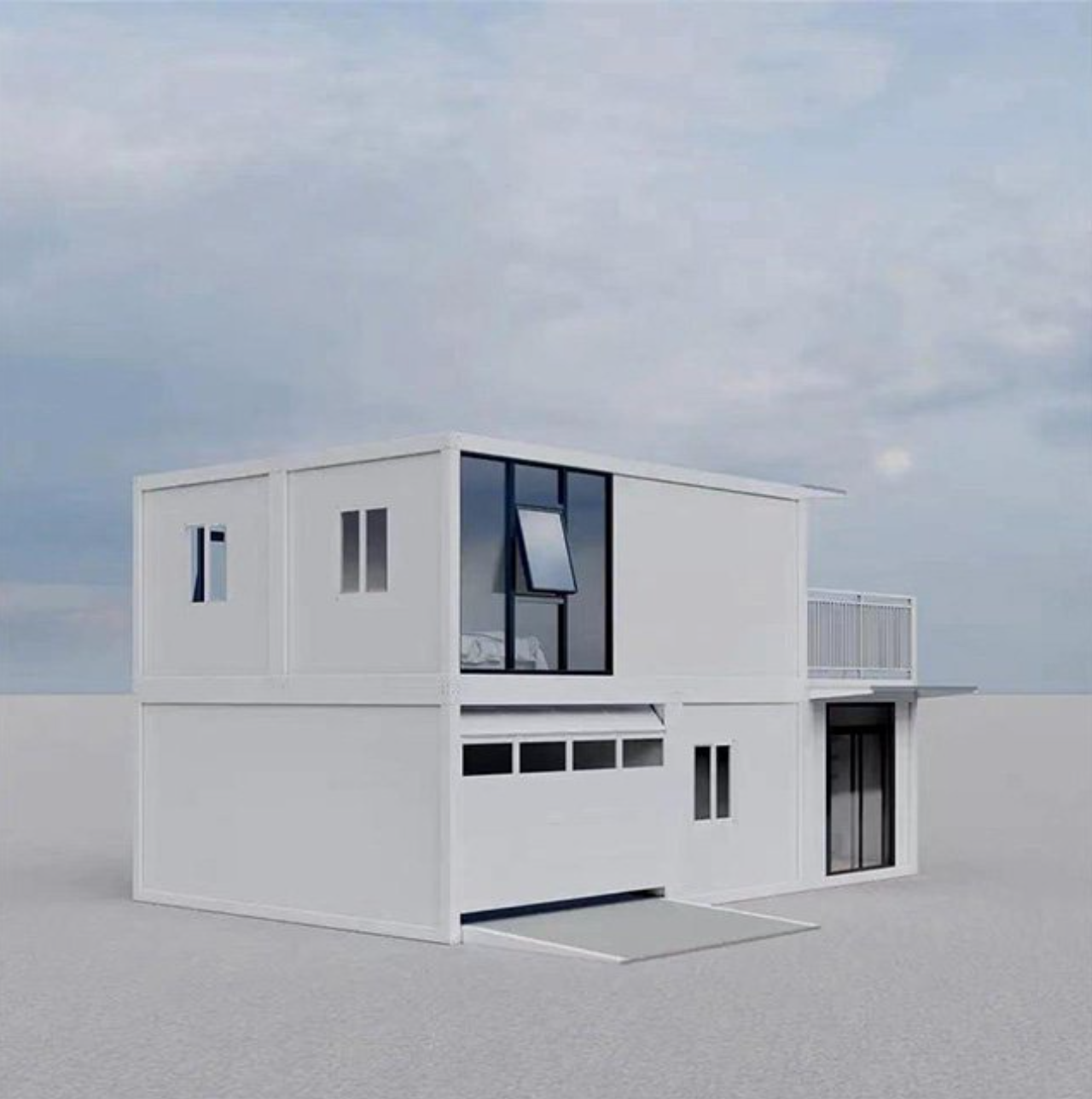2bhk Duplex Fully Furnished Prefab House with Rooftop Deck and Stairs, 2-Story Modular Container Tiny House, Easy 24 Hour Setup, Perfect for Small Families, Fire-Resistant, Grade 9 Earthquake Proof, Wind Resistance upto 90-115 mph, Soundproof.