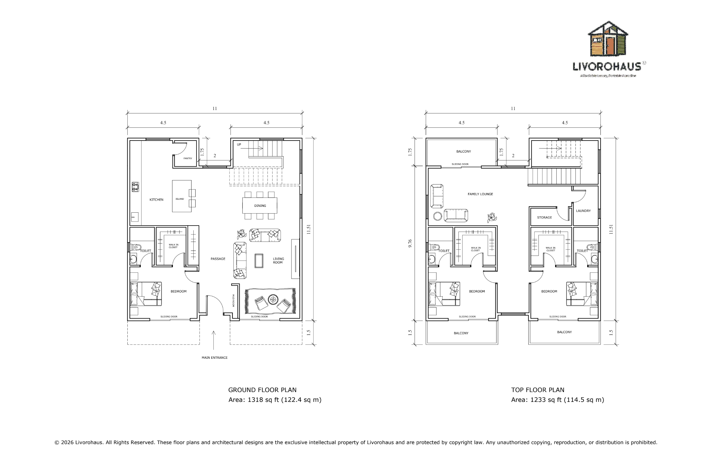 Livorohaus Twin Elise, 3 Bed, 4 Baths Fully Furnished Prefabricated Modular House, Free Shipping & On-site Delivery, Installation & Foundation Available 