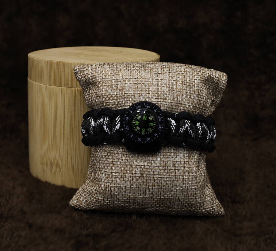 Black Survival Bracelet with Compass