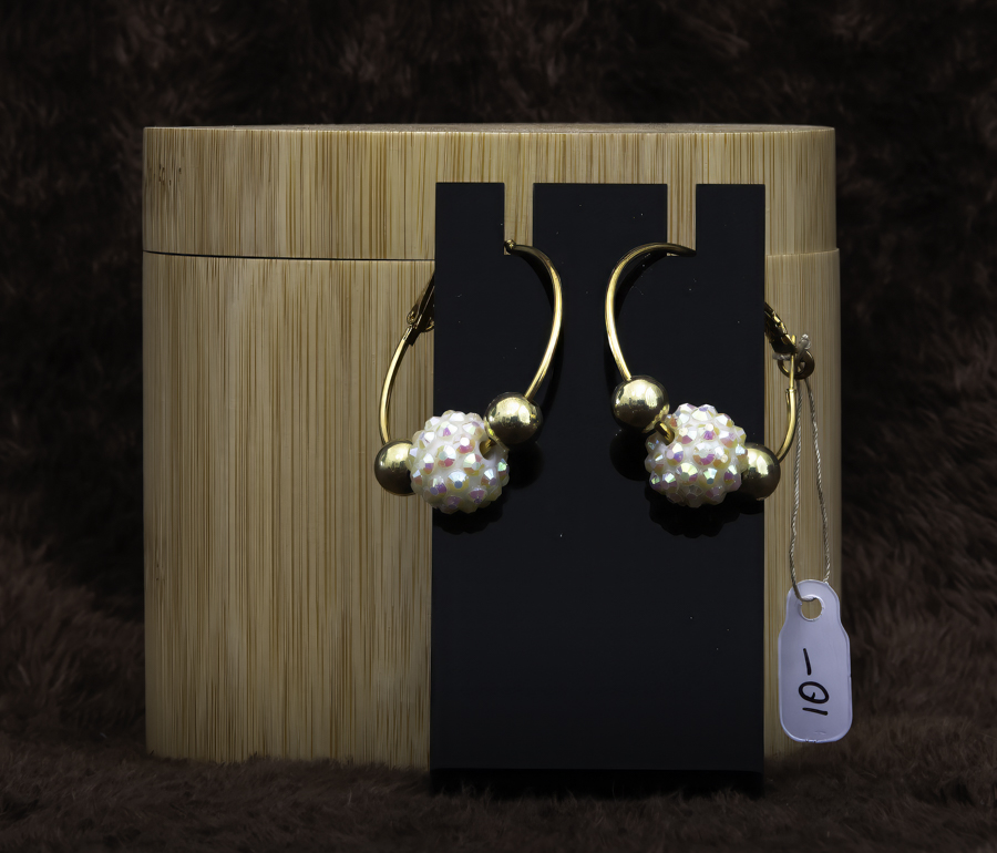 Golden Glow Beaded Hoops