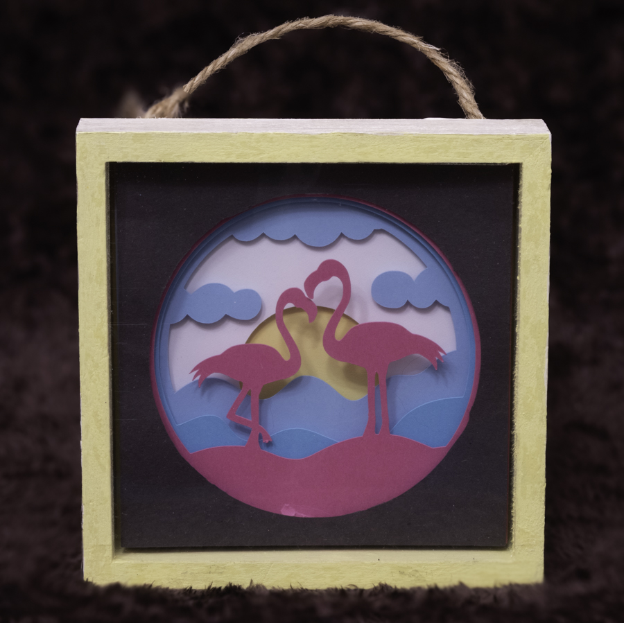 Flamingo Sunset Shadow Box