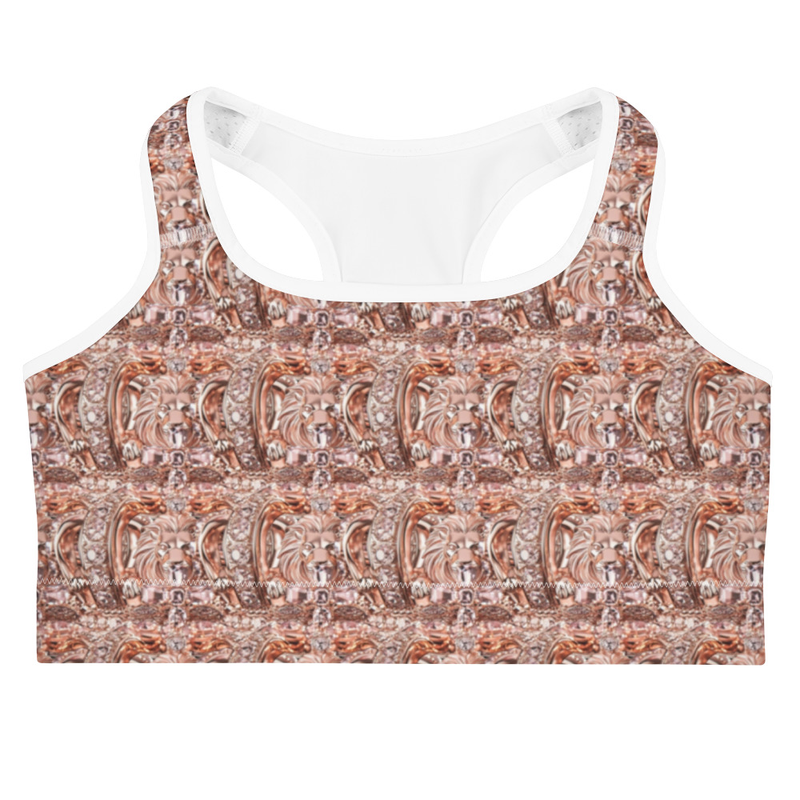 Rose Lion Rose Gold Crown Geometric Sports Bra
