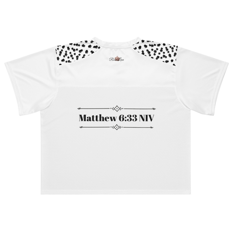 Rose Lion Boxy Football Jersey – Geometric Edition | Matthew 6:33 (NIV)