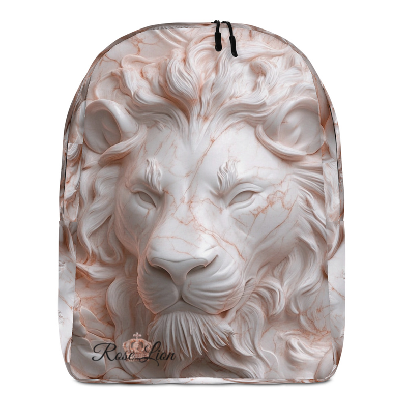 Rose Lion-Marble Lion Face Backpack – Minimalist Travel, Laptop & School Bag
