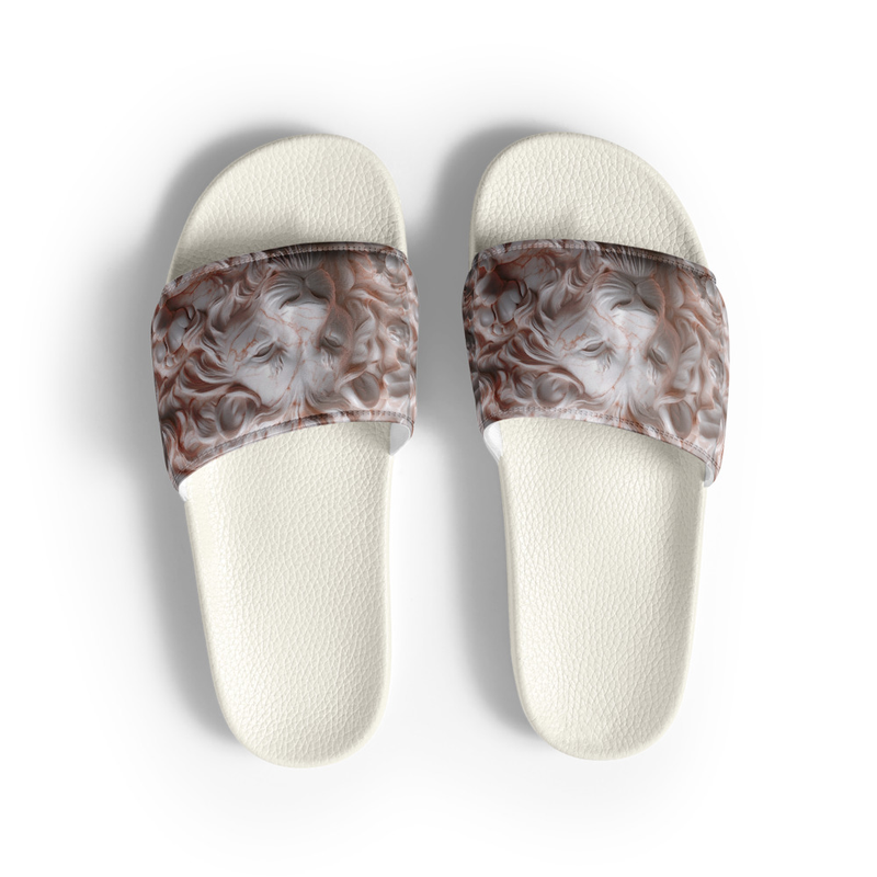 Rose Lion Men's Marble Slides–Trendy Summer Sandals for Comfort & Style