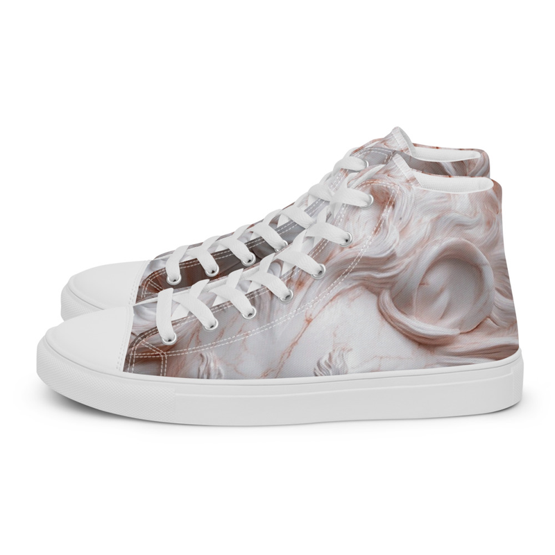 Rose Marble Lion Design Men's High-Top Canvas Shoes – Stylish & Comfortable Kicks