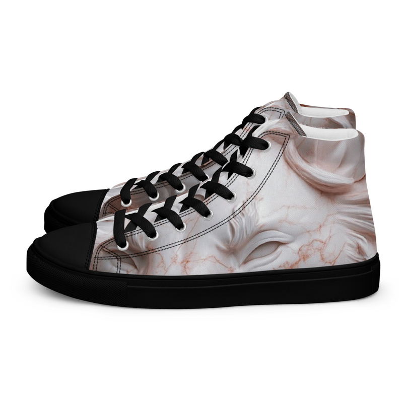 Rose Marble Lion Print Women's High-Top Shoes – Fashionable Canvas Sneakers