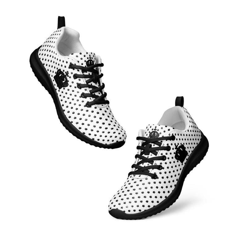 Rose Lion Emblem Men’s Athletic Sneakers – Black & White Edition